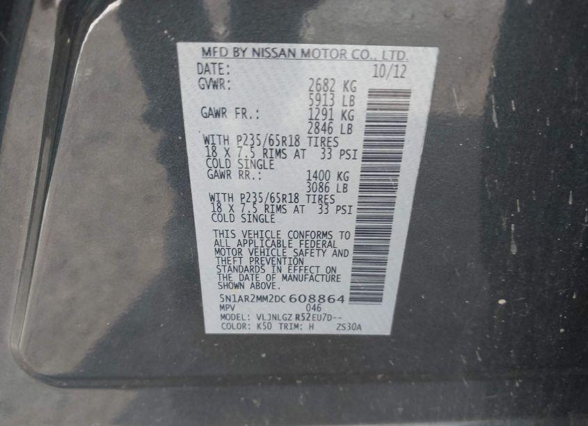 Photo 9 of 2013 Nissan Pathfinder SL (VIN 5N1AR2MM2DC608864)