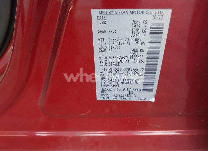 Photo 9 of 2013 Nissan Pathfinder PLATINUM (VIN 5N1AR2MM2DC612509)