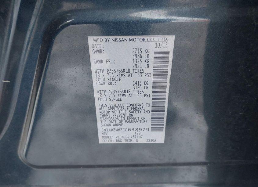 Photo 9 of 2014 Nissan Pathfinder SL (VIN 5N1AR2MM2EC638979)