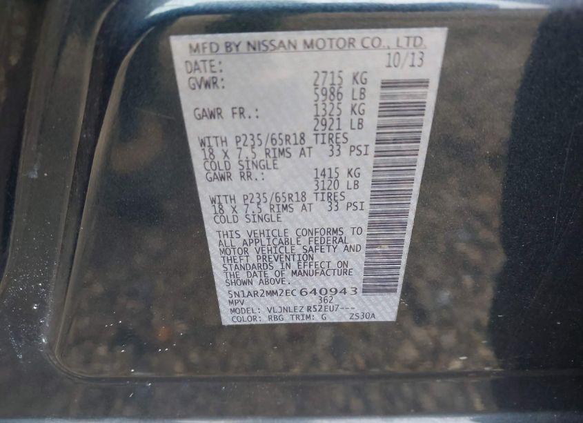 Photo 9 of 2014 Nissan Pathfinder SV (VIN 5N1AR2MM2EC640943)