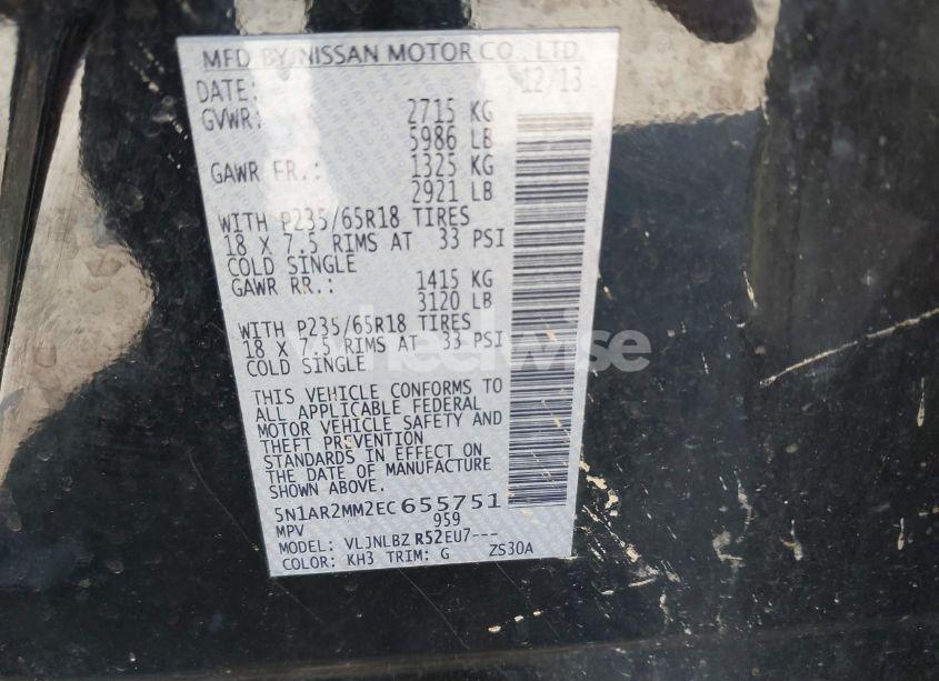 Photo 9 of 2014 Nissan Pathfinder S (VIN 5N1AR2MM2EC655751)