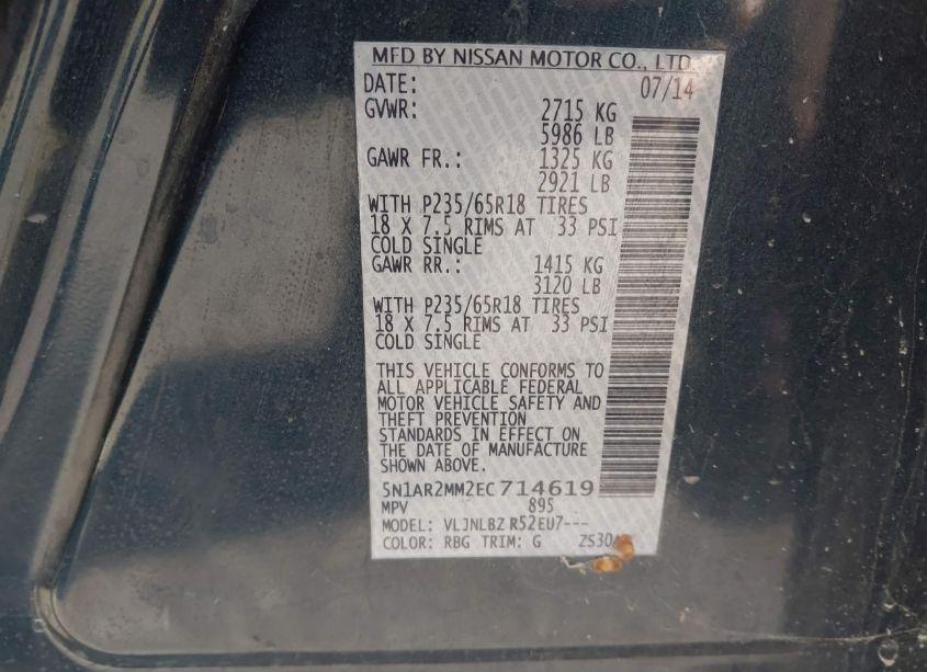 Photo 9 of 2014 Nissan Pathfinder S (VIN 5N1AR2MM2EC714619)