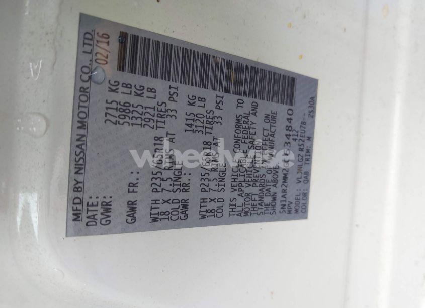 Photo 9 of 2016 Nissan Pathfinder SL (VIN 5N1AR2MM2GC634840)