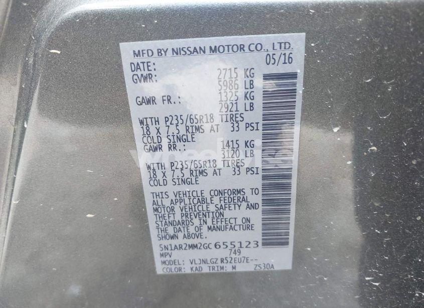 Photo 9 of 2016 Nissan Pathfinder SL (VIN 5N1AR2MM2GC655123)