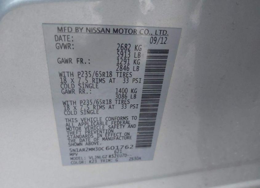 Photo 9 of 2013 Nissan Pathfinder SL (VIN 5N1AR2MM3DC601762)