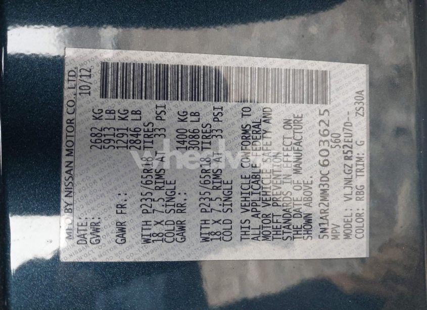 Photo 9 of 2013 Nissan Pathfinder SL (VIN 5N1AR2MM3DC603625)