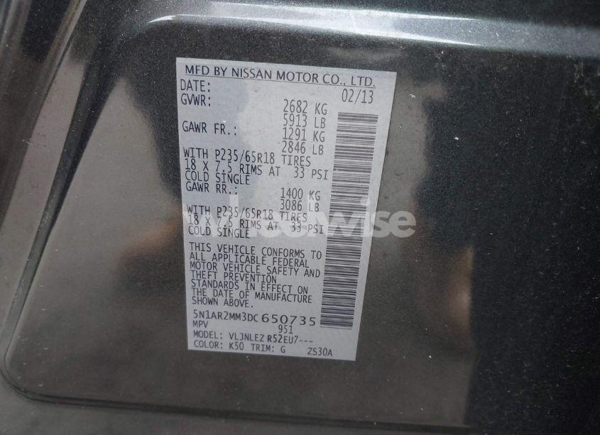 Photo 9 of 2013 Nissan Pathfinder SV (VIN 5N1AR2MM3DC650735)