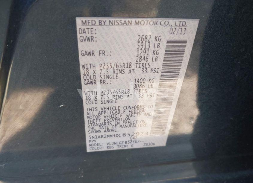 Photo 9 of 2013 Nissan Pathfinder SL (VIN 5N1AR2MM3DC652923)