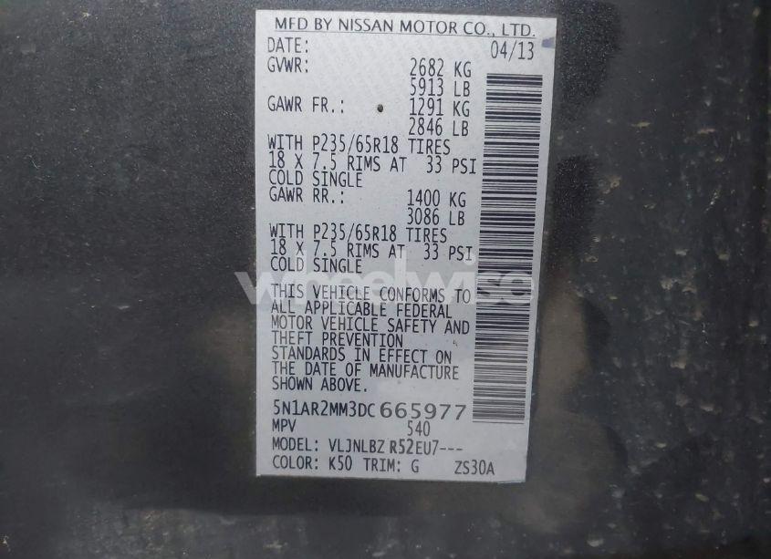 Photo 9 of 2013 Nissan Pathfinder S (VIN 5N1AR2MM3DC665977)