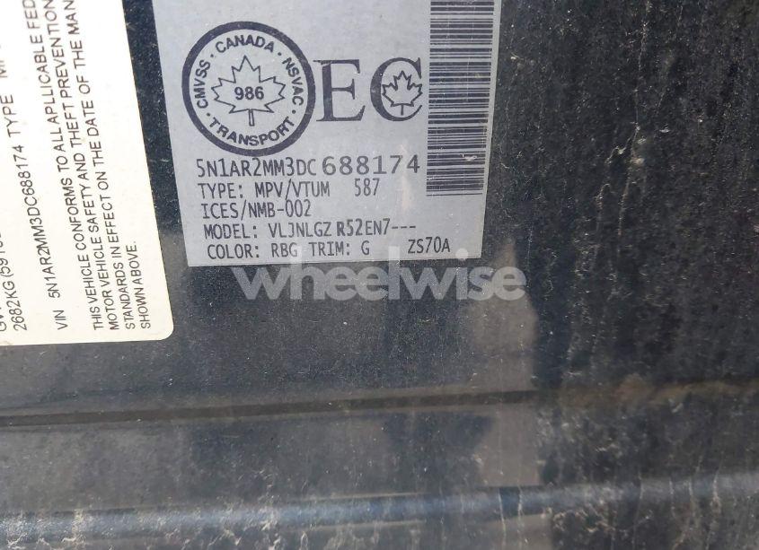 Photo 9 of 2013 Nissan Pathfinder PLATINUM/S/SL/SV (VIN 5N1AR2MM3DC688174)