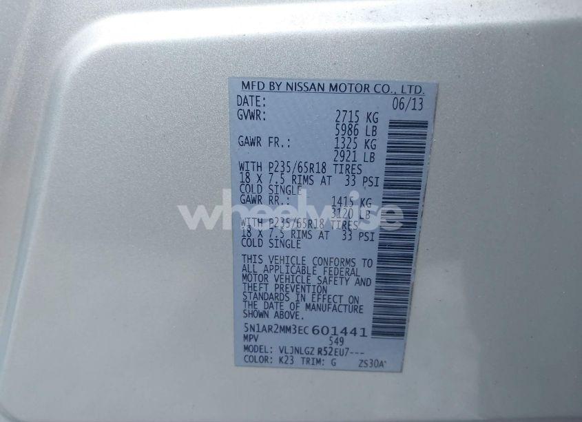 Photo 9 of 2014 Nissan Pathfinder SL (VIN 5N1AR2MM3EC601441)