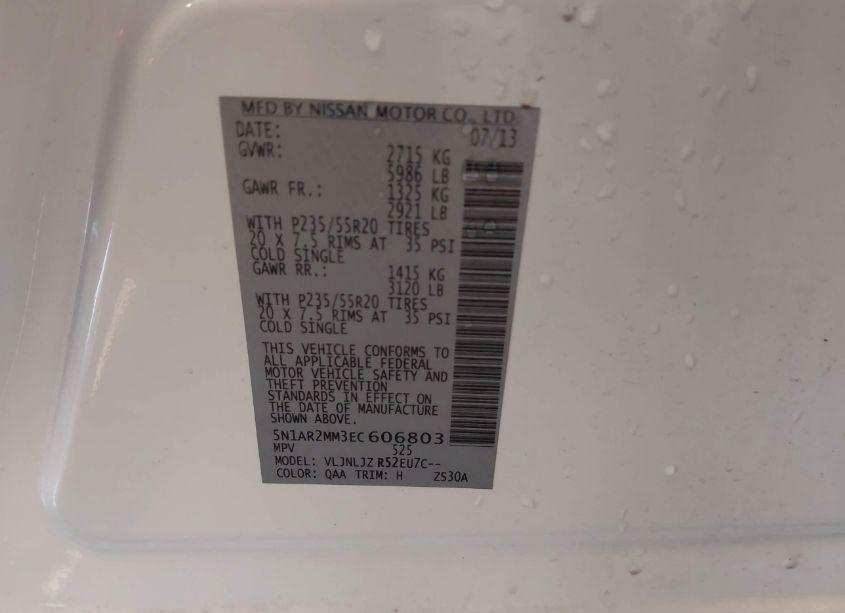 Photo 9 of 2014 Nissan Pathfinder PLATINUM (VIN 5N1AR2MM3EC606803)