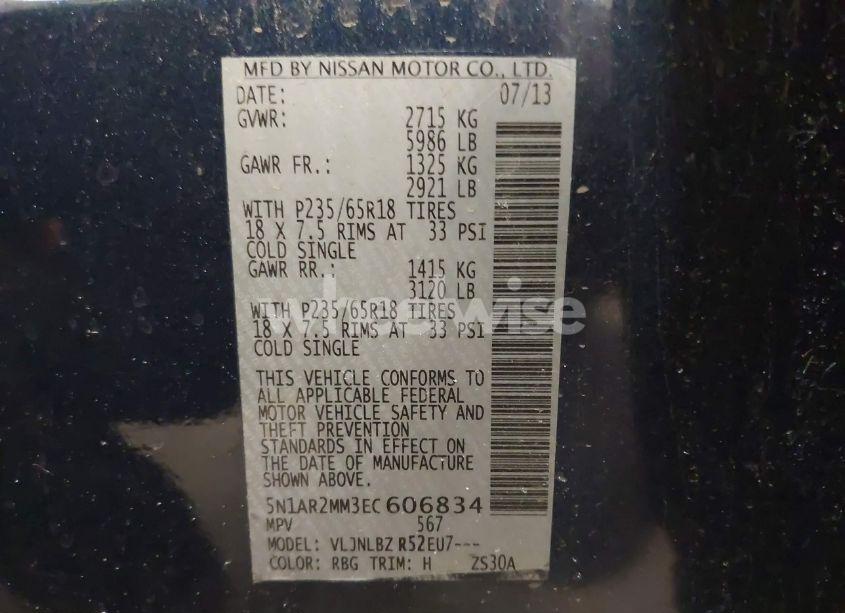 Photo 9 of 2014 Nissan Pathfinder S (VIN 5N1AR2MM3EC606834)