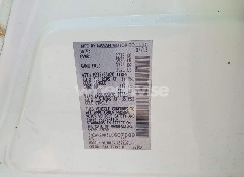 Photo 9 of 2014 Nissan Pathfinder PLATINUM (VIN 5N1AR2MM3EC607689)