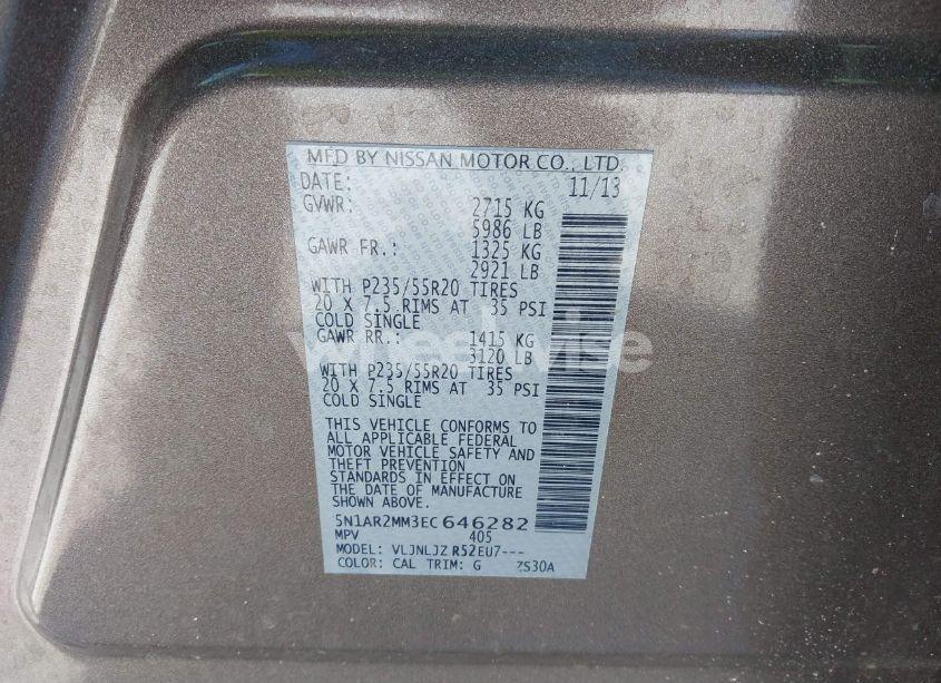 Photo 9 of 2014 Nissan Pathfinder PLATINUM (VIN 5N1AR2MM3EC646282)