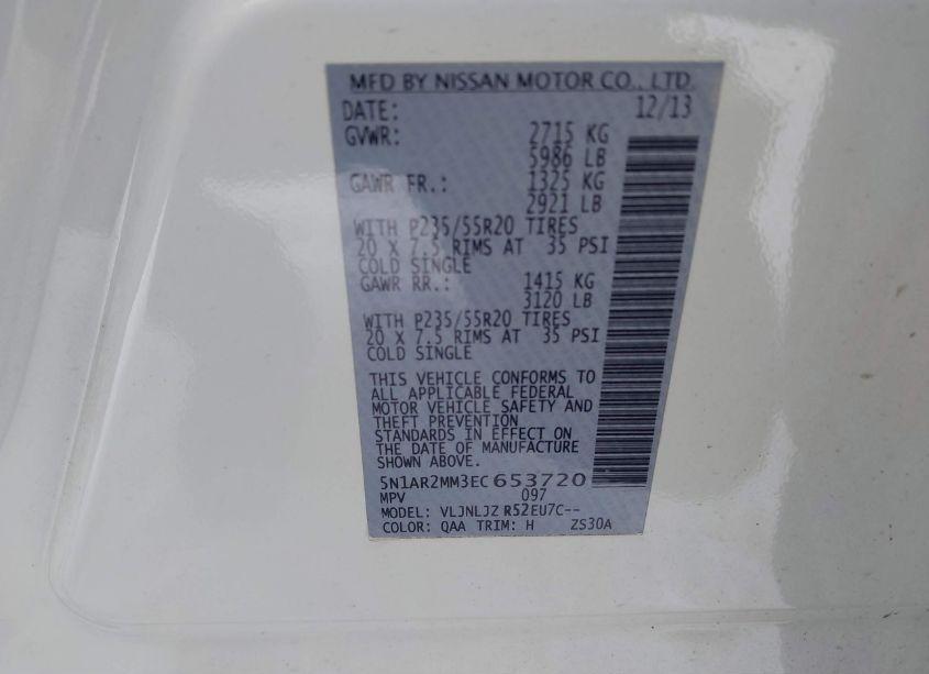 Photo 9 of 2014 Nissan Pathfinder PLATINUM (VIN 5N1AR2MM3EC653720)