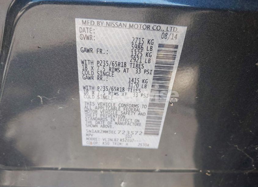 Photo 9 of 2014 Nissan Pathfinder S (VIN 5N1AR2MM3EC723572)