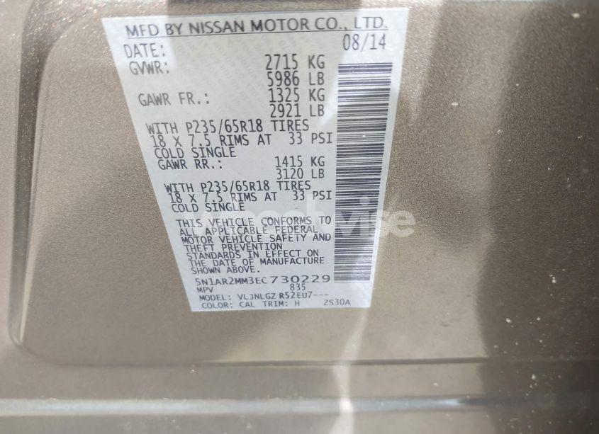 Photo 9 of 2014 Nissan Pathfinder SL (VIN 5N1AR2MM3EC730229)