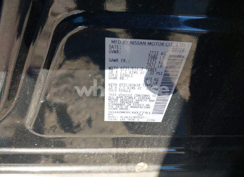 Photo 9 of 2015 Nissan Pathfinder SV (VIN 5N1AR2MM3FC607791)