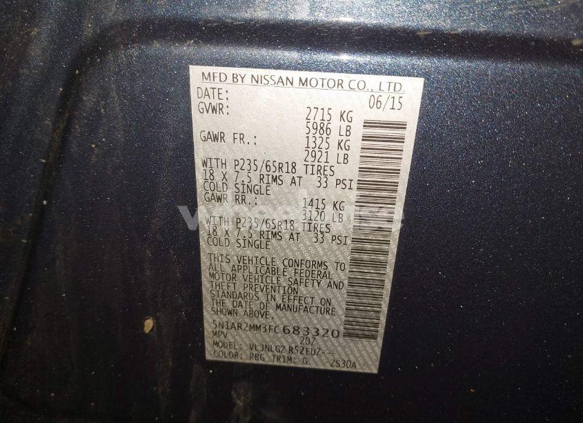 Photo 9 of 2015 Nissan Pathfinder SL (VIN 5N1AR2MM3FC683320)