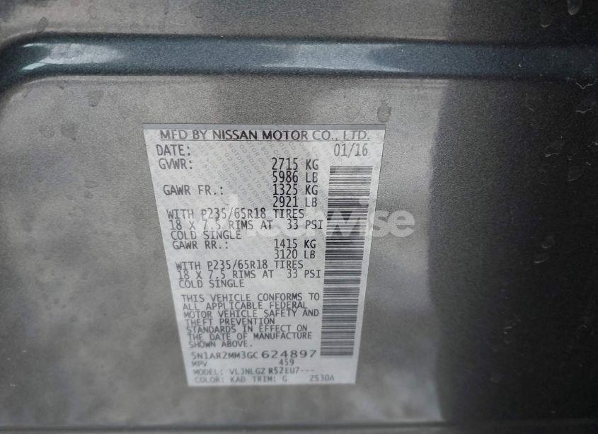 Photo 9 of 2016 Nissan Pathfinder SL (VIN 5N1AR2MM3GC624897)