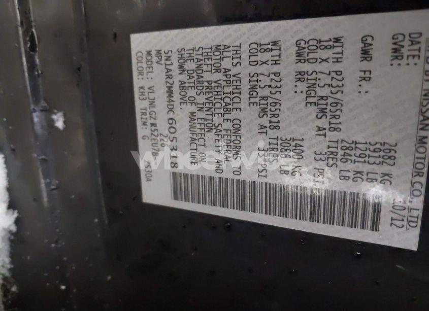 Photo 9 of 2013 Nissan Pathfinder SL (VIN 5N1AR2MM4DC605318)