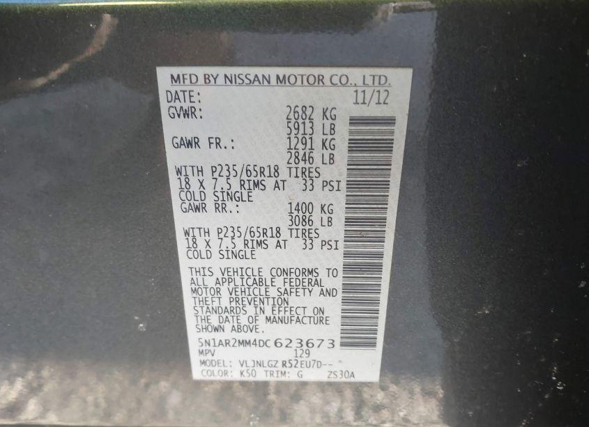 Photo 9 of 2013 Nissan Pathfinder SL (VIN 5N1AR2MM4DC623673)