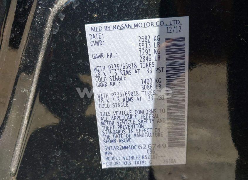 Photo 9 of 2013 Nissan Pathfinder SV (VIN 5N1AR2MM4DC626749)