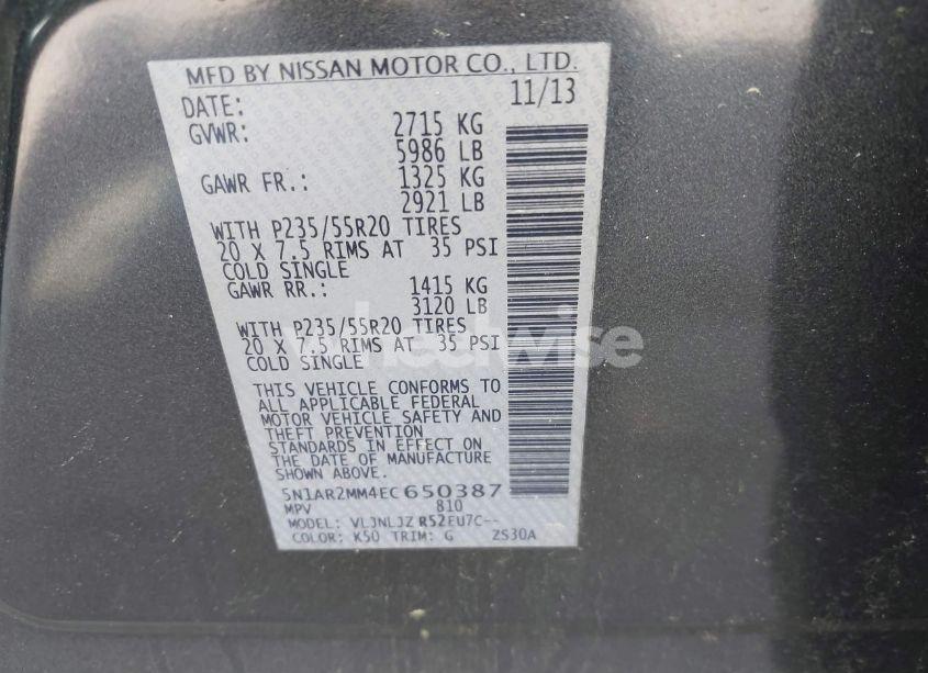 Photo 9 of 2014 Nissan Pathfinder PLATINUM (VIN 5N1AR2MM4EC650387)