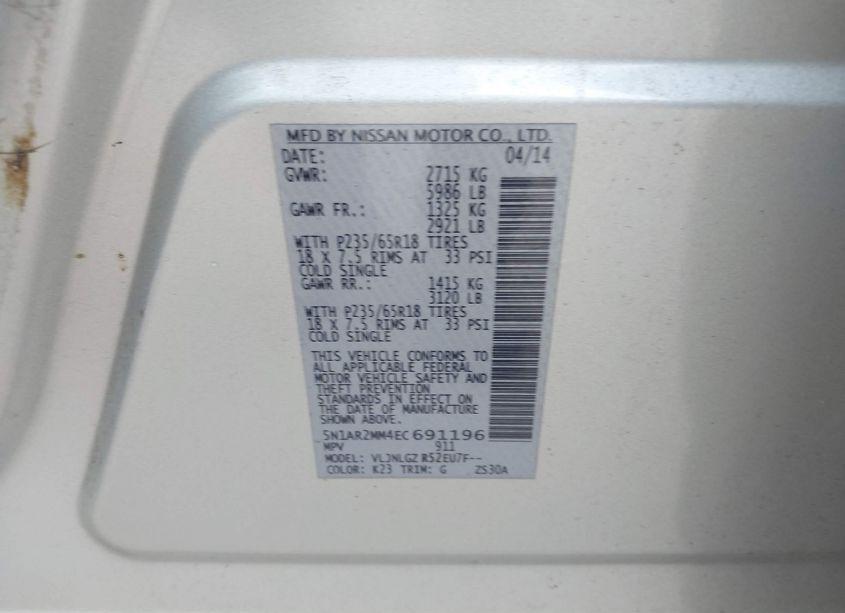 Photo 9 of 2014 Nissan Pathfinder SL (VIN 5N1AR2MM4EC691196)