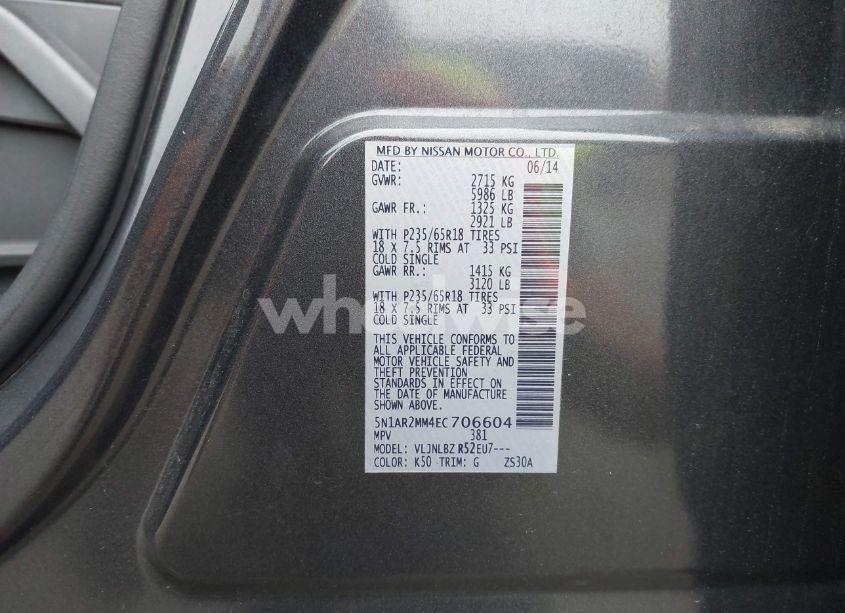 Photo 9 of 2014 Nissan Pathfinder S (VIN 5N1AR2MM4EC706604)