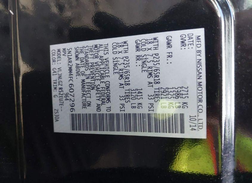 Photo 9 of 2015 Nissan Pathfinder SL (VIN 5N1AR2MM4FC607296)