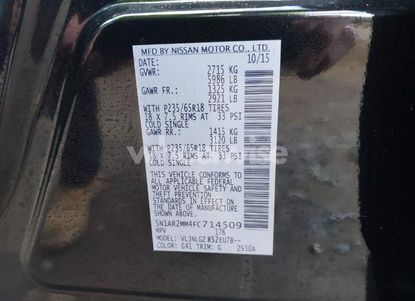 Photo 9 of 2015 Nissan Pathfinder SL (VIN 5N1AR2MM4FC714509)