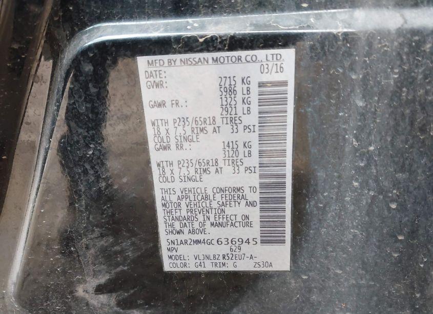 Photo 9 of 2016 Nissan Pathfinder S (VIN 5N1AR2MM4GC636945)