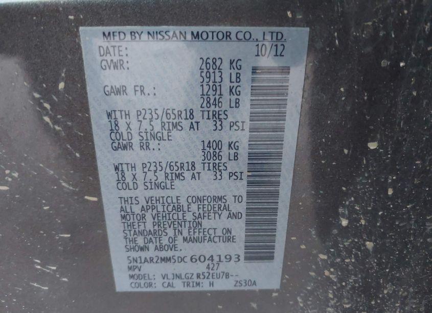 Photo 9 of 2013 Nissan Pathfinder SL (VIN 5N1AR2MM5DC604193)