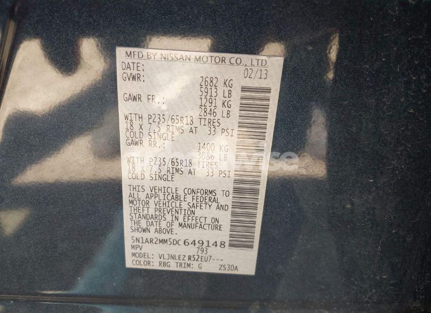 Photo 9 of 2013 Nissan Pathfinder SV (VIN 5N1AR2MM5DC649148)