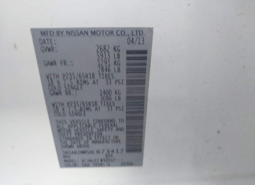 Photo 9 of 2013 Nissan Pathfinder SV (VIN 5N1AR2MM5DC673417)