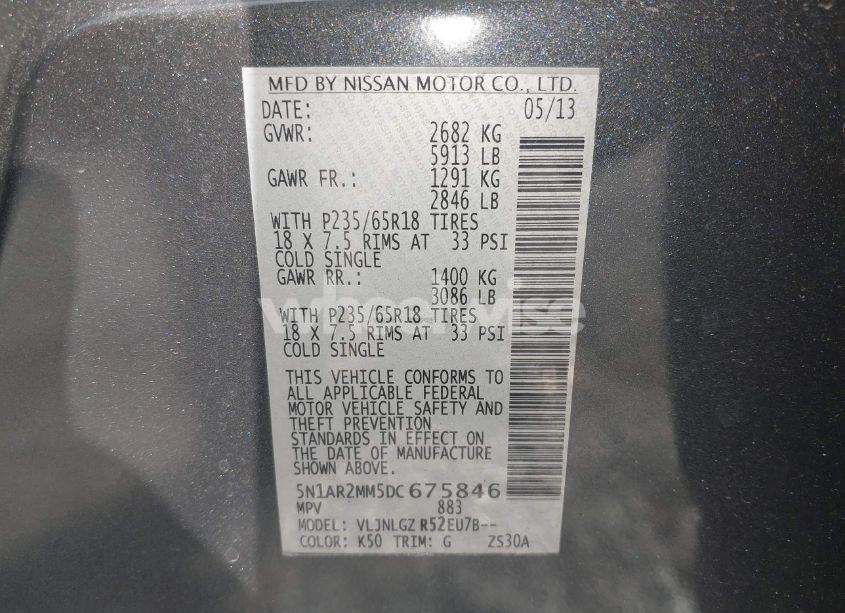 Photo 9 of 2013 Nissan Pathfinder SL (VIN 5N1AR2MM5DC675846)