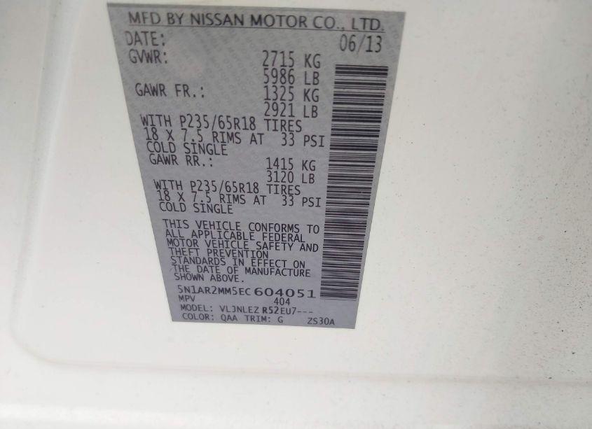 Photo 9 of 2014 Nissan Pathfinder SV (VIN 5N1AR2MM5EC604051)