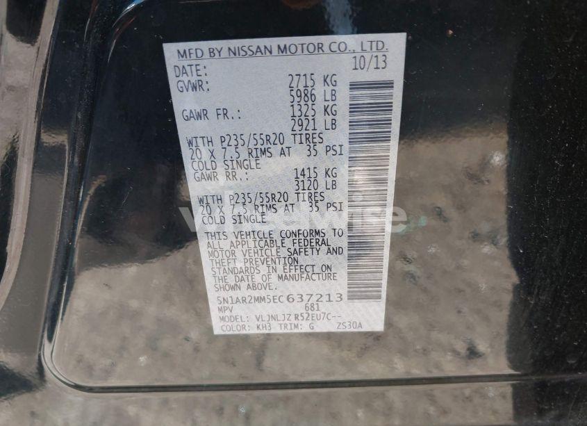 Photo 9 of 2014 Nissan Pathfinder PLATINUM (VIN 5N1AR2MM5EC637213)