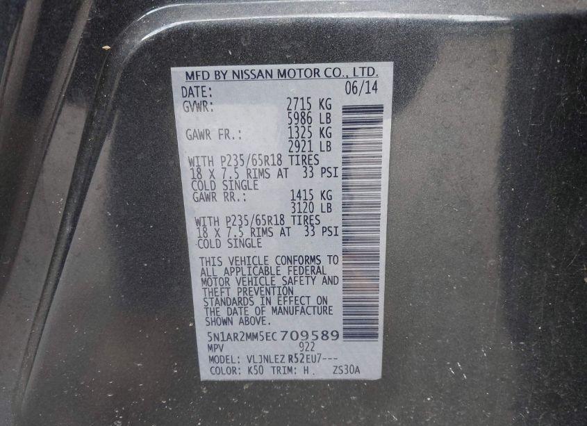 Photo 9 of 2014 Nissan Pathfinder SV (VIN 5N1AR2MM5EC709589)