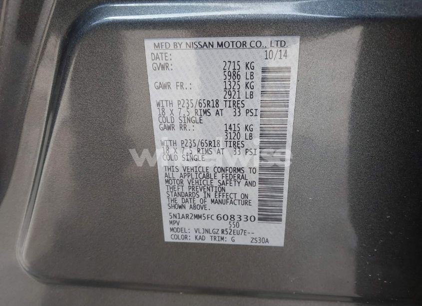 Photo 9 of 2015 Nissan Pathfinder SL (VIN 5N1AR2MM5FC608330)