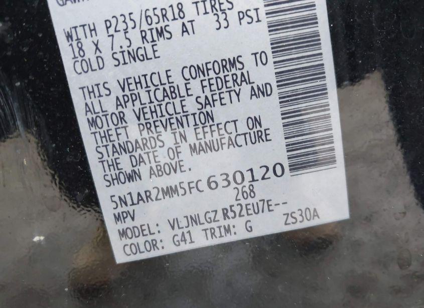 Photo 9 of 2015 Nissan Pathfinder SL (VIN 5N1AR2MM5FC630120)