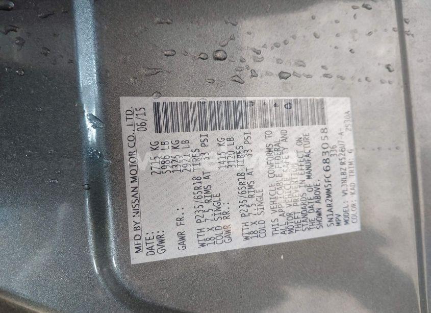 Photo 9 of 2015 Nissan Pathfinder S (VIN 5N1AR2MM5FC683058)