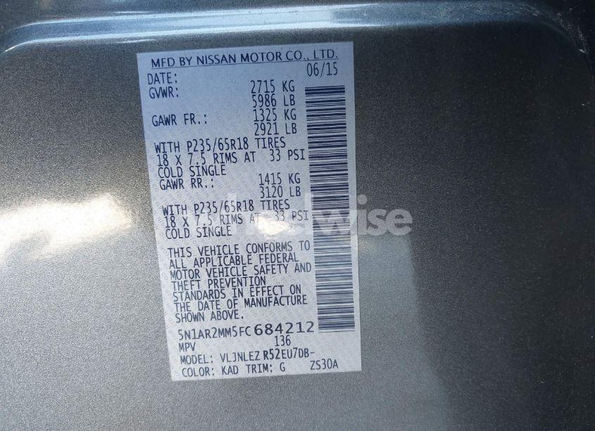 Photo 9 of 2015 Nissan Pathfinder SV (VIN 5N1AR2MM5FC684212)