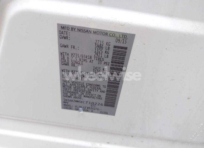 Photo 9 of 2015 Nissan Pathfinder SL (VIN 5N1AR2MM5FC710226)