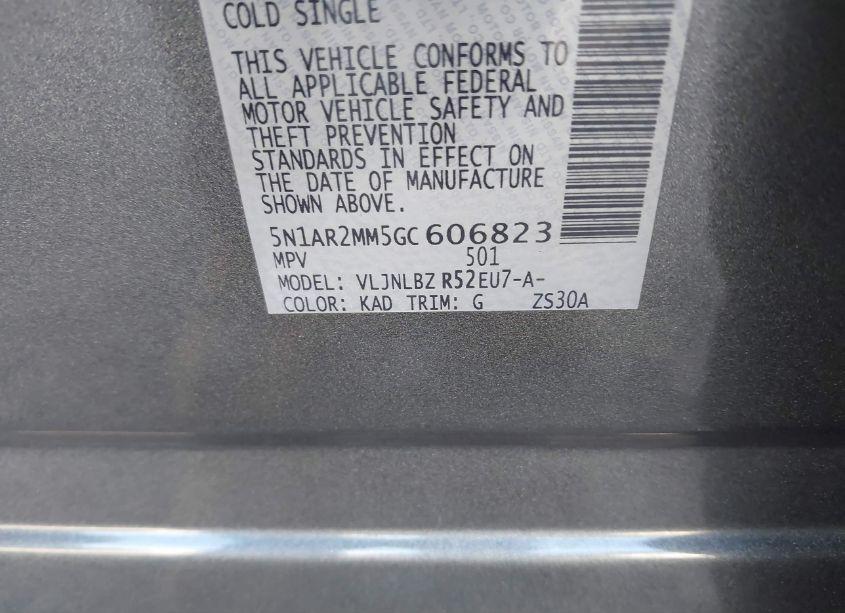 Photo 9 of 2016 Nissan Pathfinder S (VIN 5N1AR2MM5GC606823)