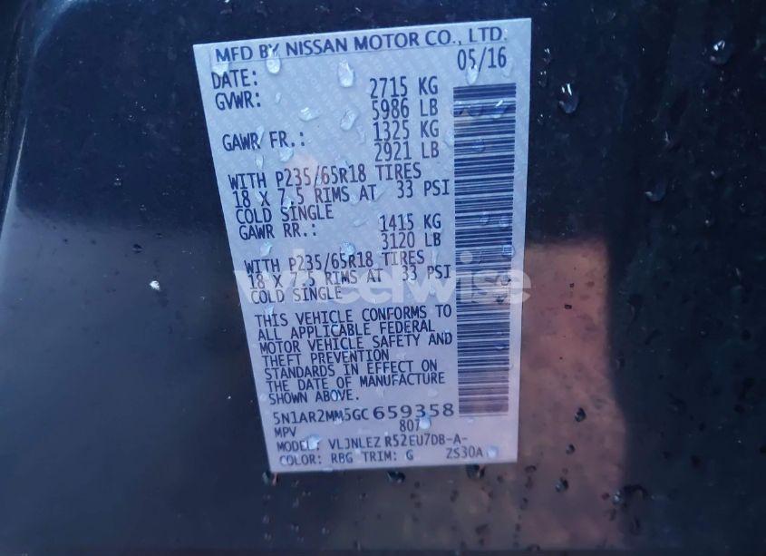 Photo 9 of 2016 Nissan Pathfinder SV (VIN 5N1AR2MM5GC659358)