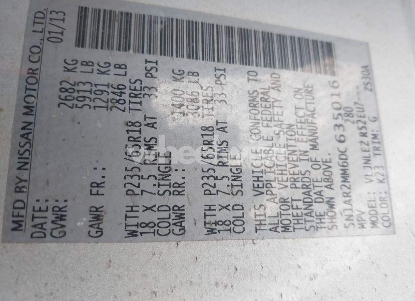 Photo 9 of 2013 Nissan Pathfinder SV (VIN 5N1AR2MM6DC635016)