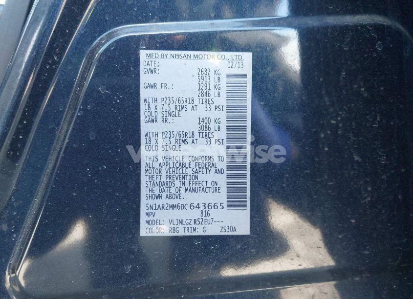 Photo 9 of 2013 Nissan Pathfinder SL (VIN 5N1AR2MM6DC643665)